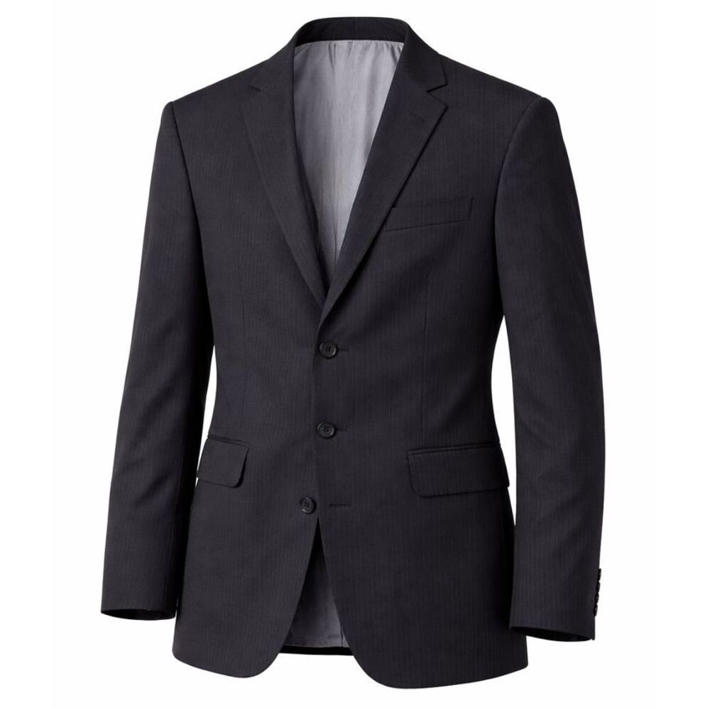 Calvin Klein Mens 40R Black Pinstripe Wool Blazer Suit Jacket 90s Vintage